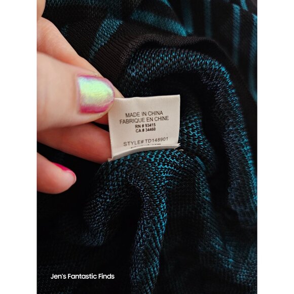 Trina Turk Dress Black & Teal Chevron Pattern Medium New NWT - Picture 6 of 6